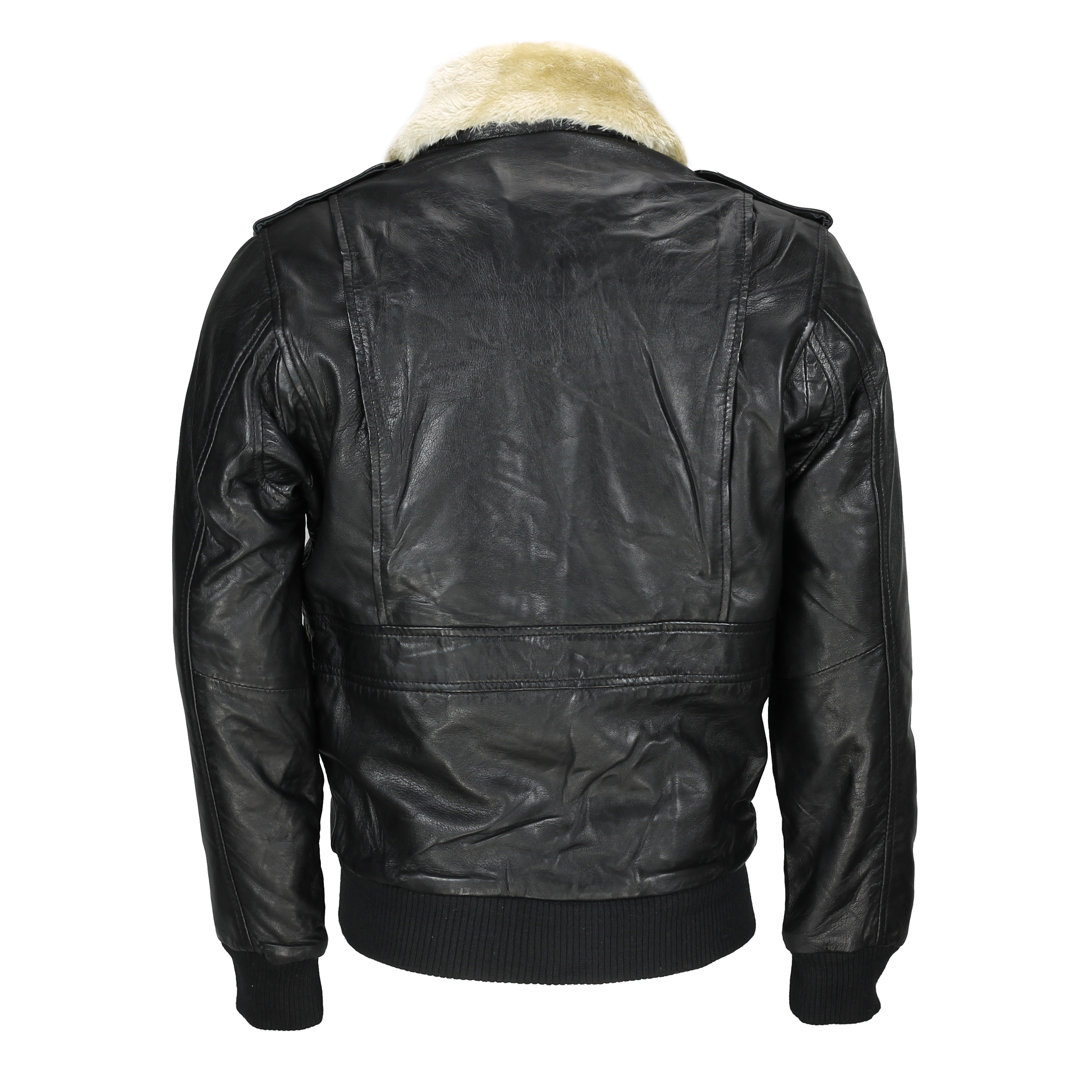 New Mens Real Leather Us Air Pilot Bomber Jacket Removable Fur Collar 